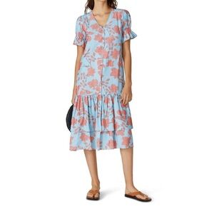 Lobo Rosa Floral Blue and Pink Women's Dress Size Small